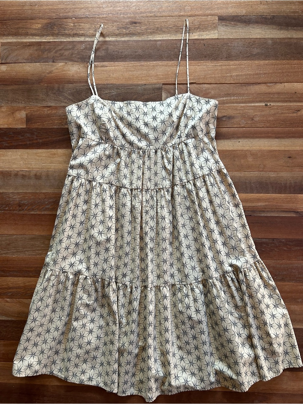 Levi's Cream Mini Dress with Black Starburst Print S